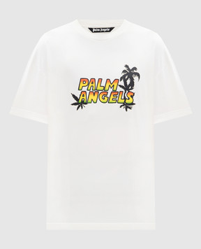 Palm Angels Футболка цвета айвори Palm Sunset PMAA109S26JER00C