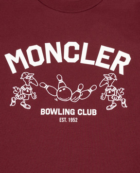Moncler ENFANT Дитяча бордова футболка з брендовою вишивкою L29548C0000489AFV