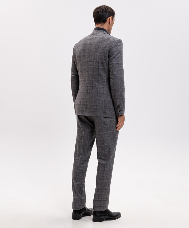 Canali Серый костюм из шерсти в клетку BF053041228020 изображение 4