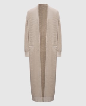 Brunello Cucinelli Бежевий подовжений кардиган з люрексом MST263346