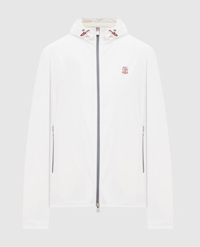 Brunello Cucinelli Белая ветровка с вышивкой эмблемы MM49A7440G