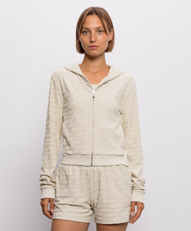 Off-White Бежевая спортивная куртка в логотипе шаблон 29E00709T изображение 3