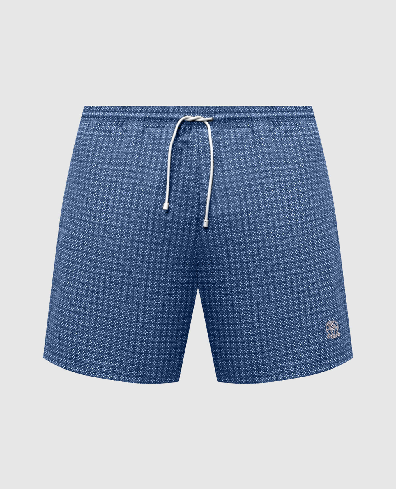 Синие шорты для плавания в брендовый принт