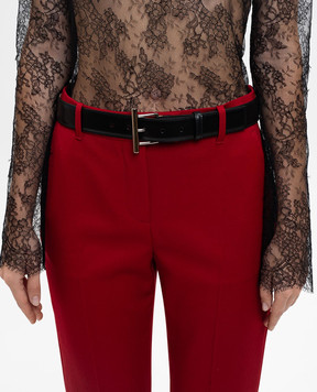 Alexander McQueen Чорний шкіряний ремінь T-bar з логотипом 8286721HBEE
