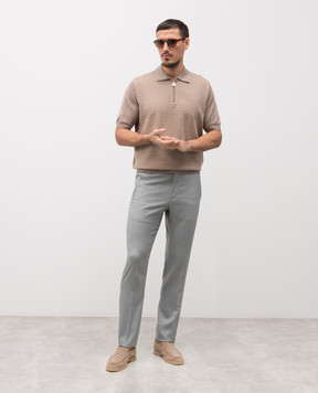 Stefano Ricci Коричневе поло із шовком у візерунок K212037P31F26193