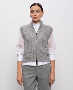 Peserico Серый жилет с шерстью альпаки S99415F039252A