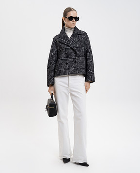 Dolce&Gabbana Чорне укорочене двобортне пальто з вовною альпаки та шовком F27GDTFQZAO