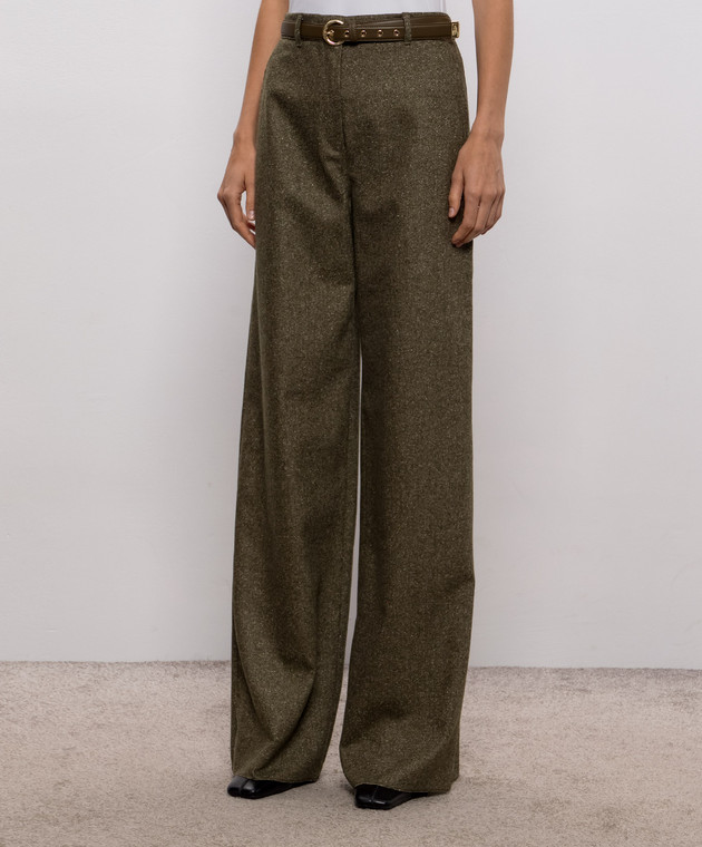 Max Mara Брюки GIOIA хаки с шерстью и шелком MSTGIOIA изображение 3