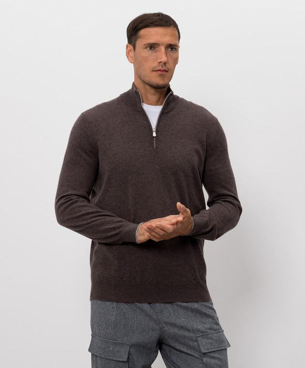 Brunello Cucinelli Коричневий джемпер з кашеміру M2200124 зображення 3