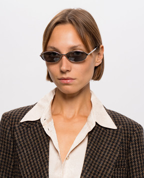 Saint Laurent Серебристые очки с гравировкой логотипа A003DFY9969