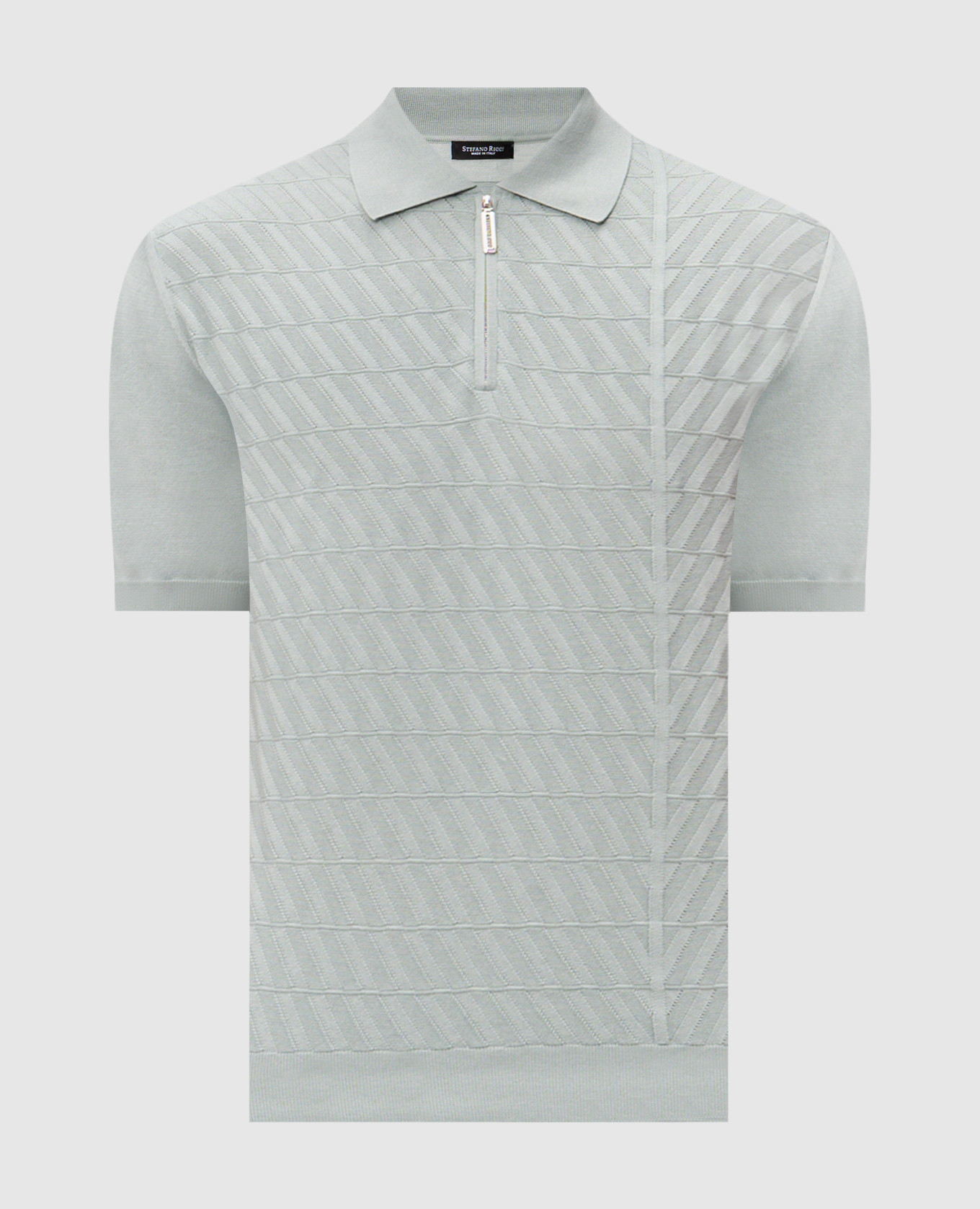 Зеленое поло в тканом узоре