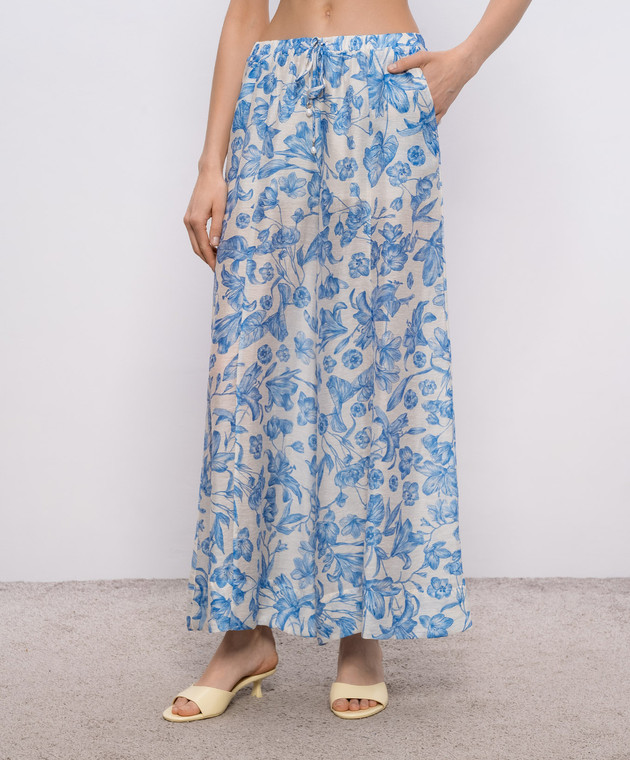 Twinset Білі палацо з льоном в квітковий принт 261LM2SBB зображення 3