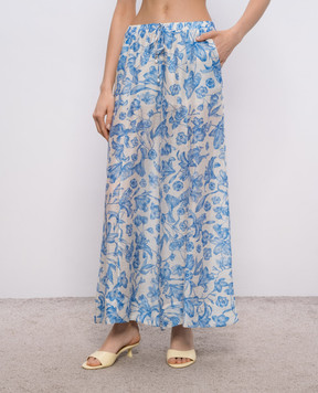 Twinset Білі палацо з льоном в квітковий принт 261LM2SBB