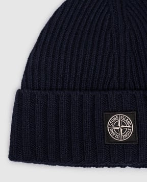 Stone Island Дитяча синя шапка з вовною і кашеміром з логотипом K2S16N100003S00M3