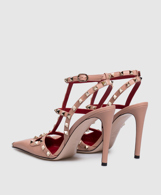 Valentino Рожеві шкіряні босоніжки Rockstud 9W2S0PV4WZD зображення 3