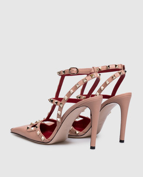 Valentino Рожеві шкіряні босоніжки Rockstud 9W2S0PV4WZD