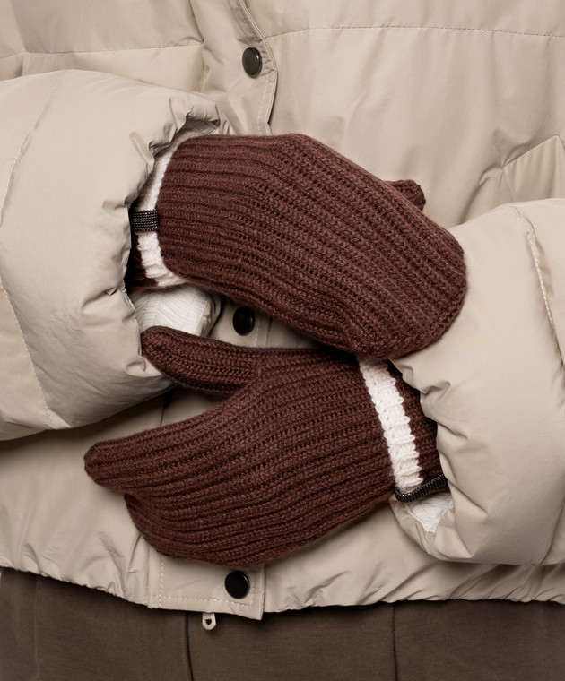 Brunello Cucinelli Коричневые перчатки из кашемира M12504999 изображение 2