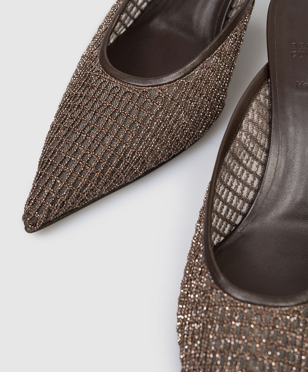 Brunello Cucinelli Коричневые мюли с цепочкой мониль MZGAC3214 изображение 5