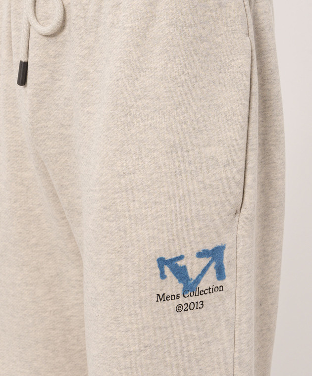 Off-White Серые меланжевые спортивные штаны с принтом логотипа 44MCH05AF26F003 изображение 5