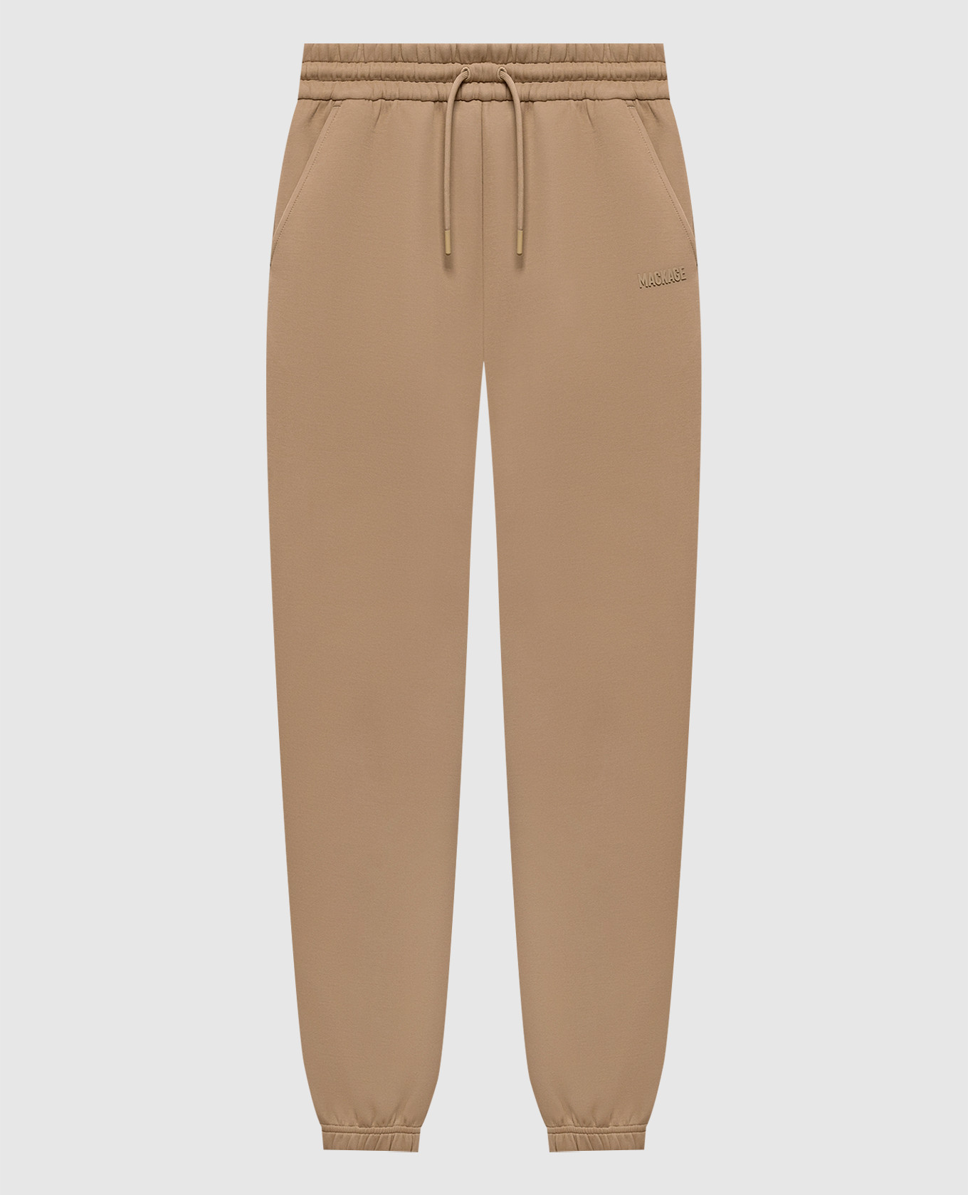 Бежевые джоггеры NEV-R с фактурным логотипом