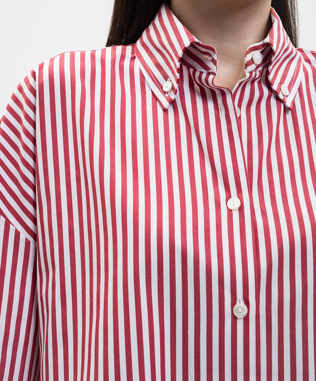 Solotre Бордовая рубашка в полоску M1AB0042 изображение 5