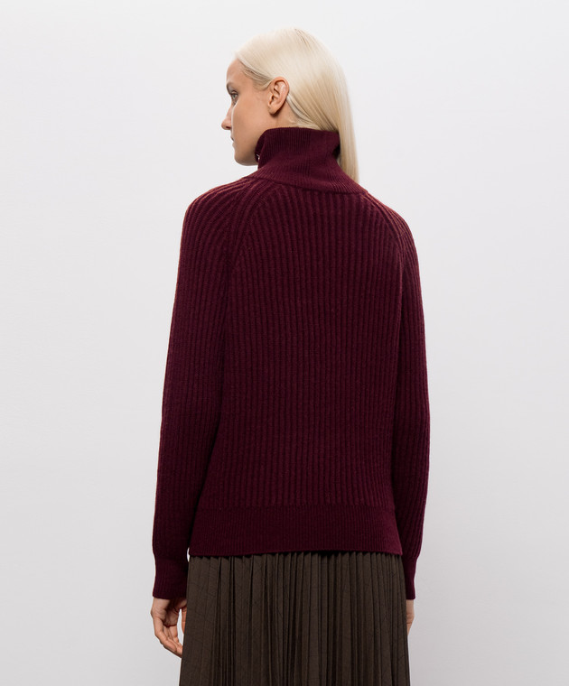 Allude Бордовий светр з вовни та кашеміру з блискавкою 26517621 зображення 4