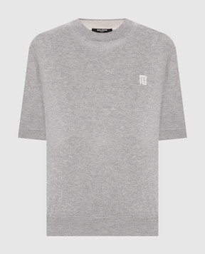 Balmain Серая футболка с шелком GF0ALB30KJ53