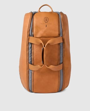 Brunello Cucinelli Комбинированный коричневый рюкзак-сумка Tennis MBZIUBBT06