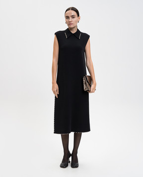Jil Sander Чорна сукня міді з вовни з намистинами J03CT0569J20328