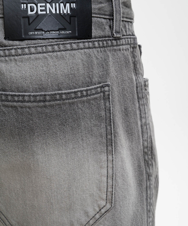 Off-White Серые джинсы с принтом Diag 44XYA195S26D001 изображение 5