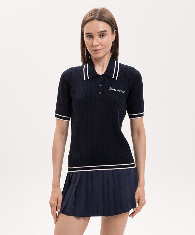 Sporty & Rich Синє поло з вишивкою логотипа TO06875326BL107 зображення 3