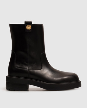Giuseppe Zanotti Черные кожаные ботинки с брендовыми нашивками I670006