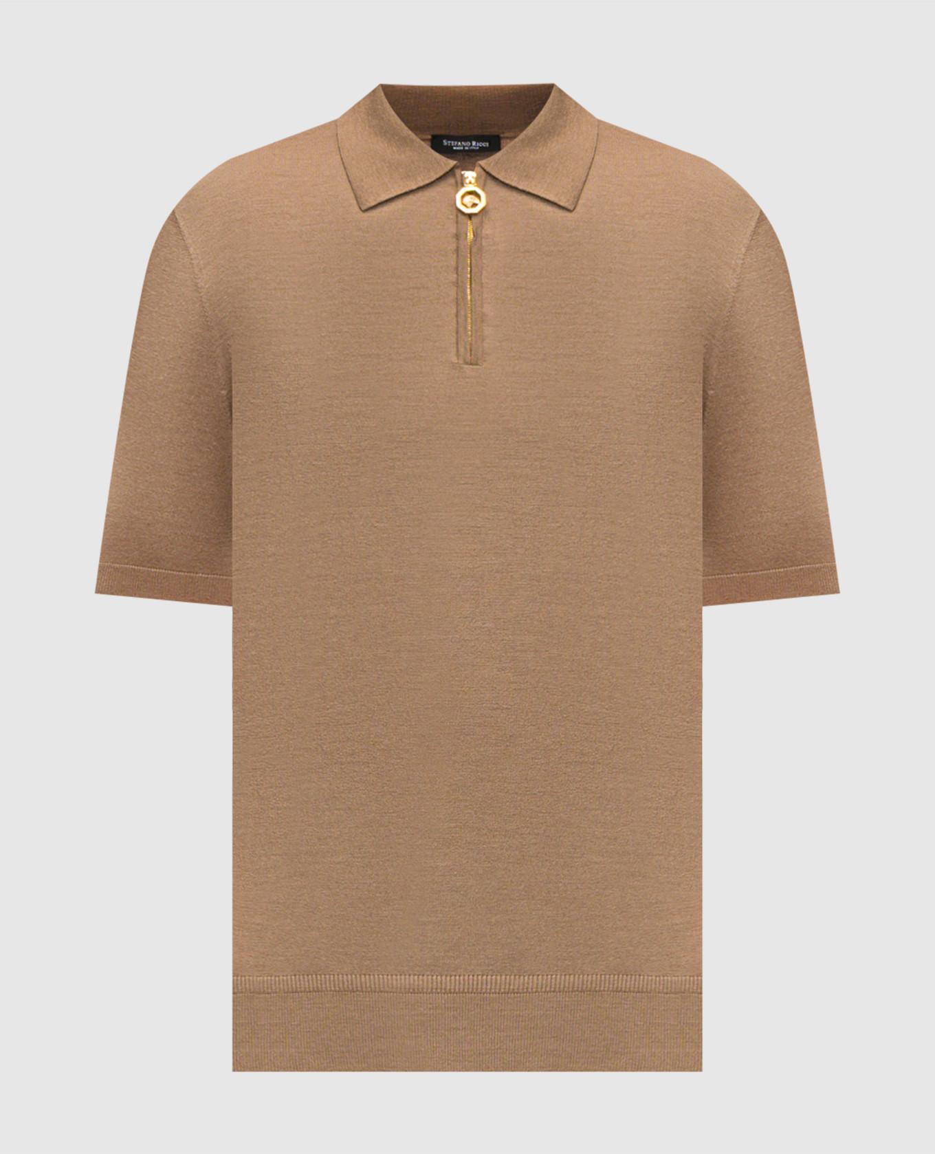 Коричневое поло из шелка с эмблемой