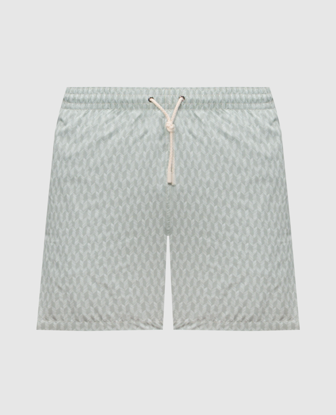 Зеленые шорты для плавания в брендовый принт