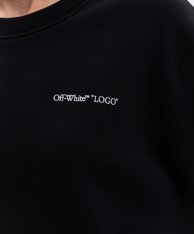 Off-White Чорний світшот з принтом логотипа 2FE00504T зображення 4