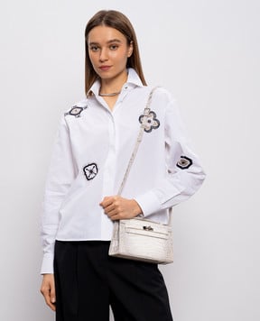 Babe Pay Pls Белая сумка кросс-боди из кожи крокодила с мраморным эффектом 200321SMK