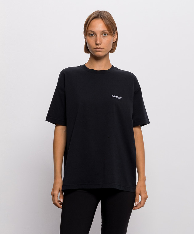 Off-White Черная футболка Arrow Out Flower 2FA00644T изображение 3