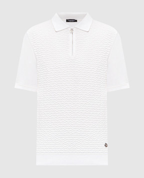 Stefano Ricci Белое поло с шелком в узор K212037P31F26193