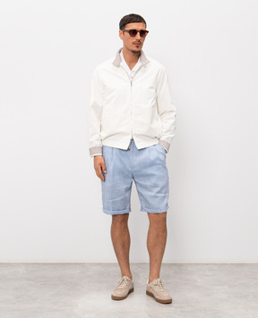 Brunello Cucinelli Сіра сорочка з льону з короткими рукавами MM6840619