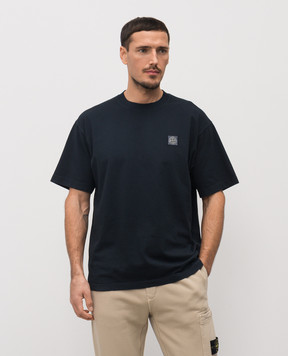 Stone Island Голубая футболка с контрастной нашивкой логотипа L1S152100030S0115