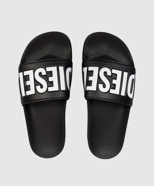 Diesel Дитячі чорні слайдери з тисненням логотипа BC1084KF0192535 зображення 4