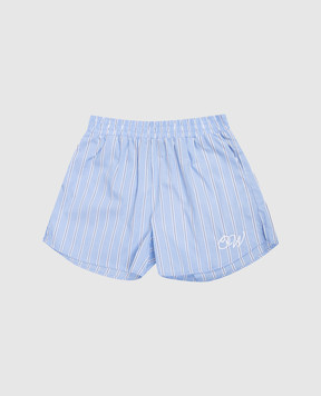 Off-White Дитячі блакитні шорти в смужку 44GCB009S26F001