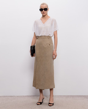 UMA WANG Бежева спідниця Grace з льоном UW2006