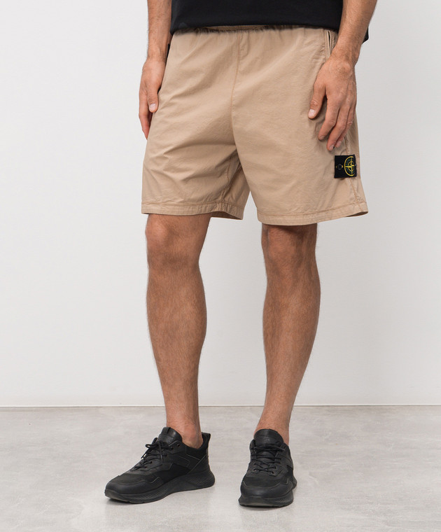 Stone Island Бежевые шорты с патчем логотипа L1S15L100017S0003 изображение 3