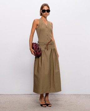 Max Mara Юбка TEMPIO цвета хаки с поясом MXMTEMPIO