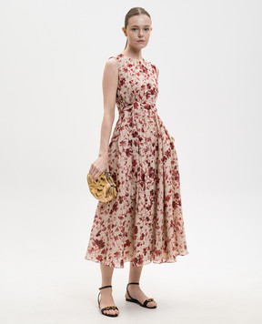 Max Mara Бежевое платье ALIBI из рамы в цветочный принт SMMALIBI