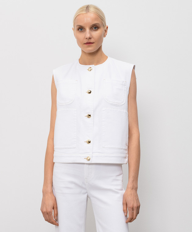 Fabiana Filippi Білий жилет з нашивкою логотипа GCD276F657M137 зображення 3