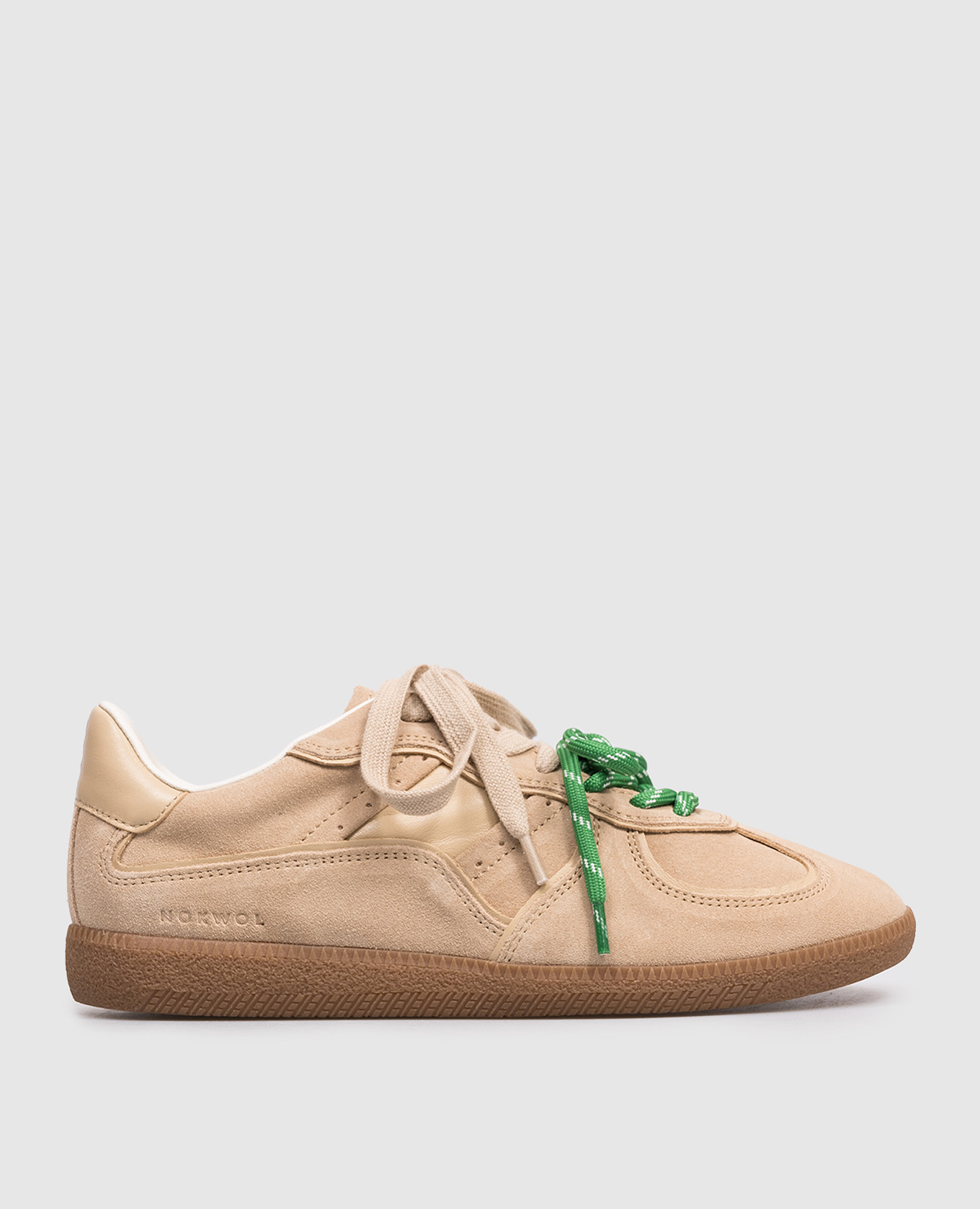 Бежевые замшевые кроссовки August с логотипом