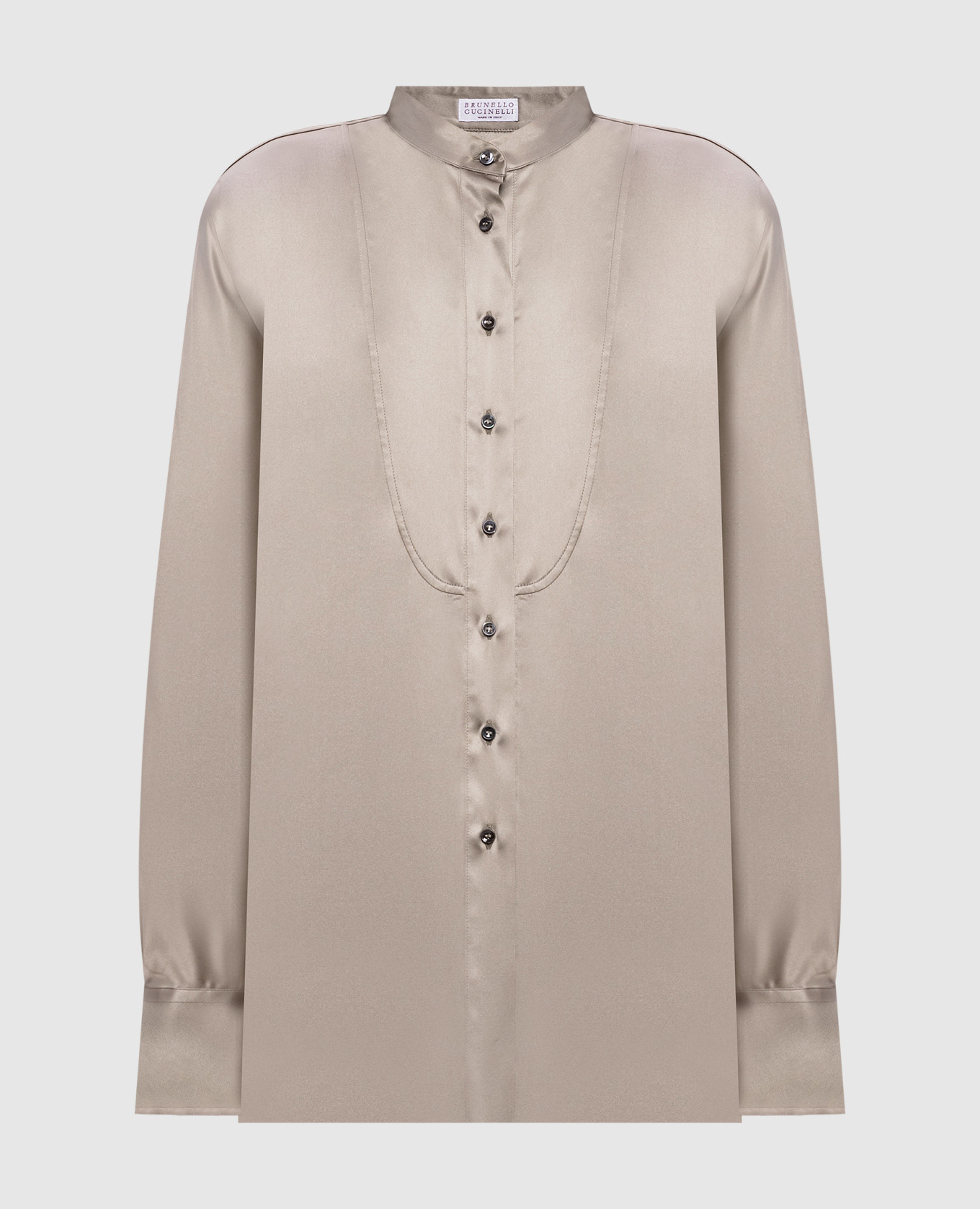 Блуза кольору хакі із шовку