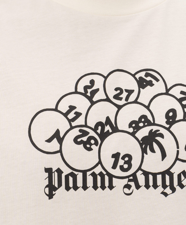 Palm Angels Футболка кольору айворі з брендовим принтом Pool PAMAA001JR015 зображення 5